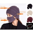 thumbnail image 1 of Thicken Winter Beanie Hat, 4 Colors Fleece Lined Warm Knit Beanie for Men Women, Slouchy Skull Cap Mouth Mask Set for Girl Winter Skiing Cycling Running, ect, 1 of 5