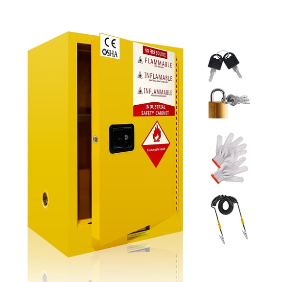 Thickened 12 Gallon Cold-Rolled Steel Fire Cabinet, Adjustable Shelf Flammable Storage Cabinet, Fireproof Cabinet for Educational Institutions, Garages, Industrial Sites