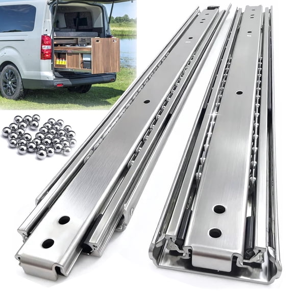 Thickened 200Lbs Heavy Duty Drawer Slides 1 Pair 10 12 14 16 18 20 22 24 32 40 Full Extension Ball Bearing Sliding Rails Cabinet Tool Box Runners Tracks Glides (16" L)