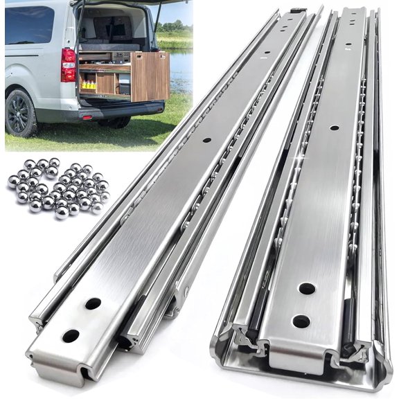 Thickened 200Lbs Heavy Duty Drawer Slides 1 Pair 10 12 14 16 18 20 22 24 32 40 Full Extension Ball Bearing Sliding Rails Kitchen Cabinet RV Runners Shelf Tool Box Tracks Glides (10" L)