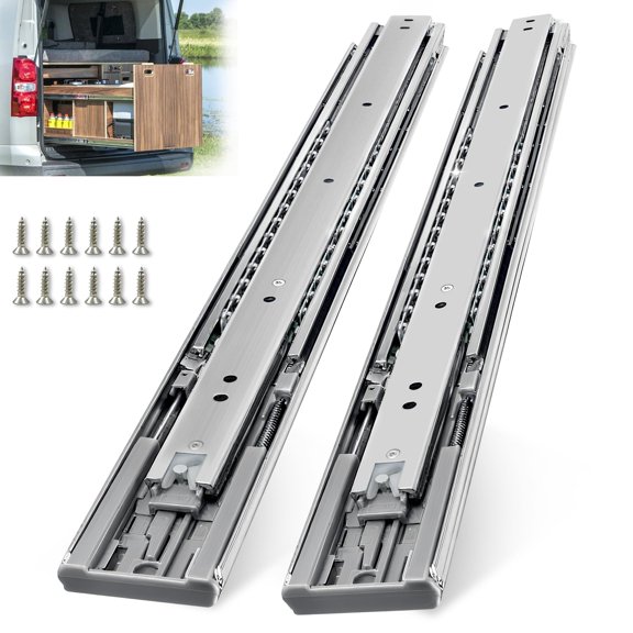Thickened 200Lbs Heavy Duty Drawer Slides 1 Pair 20 Full Extension Ball Bearing Sliding Rails Kitchen Cabinet RV Runners Shelf Tool Box Tracks Glides (1/2" Thick, 20" L)