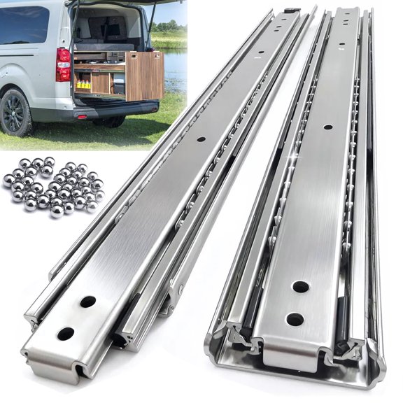 Thickened 200Lbs Heavy Duty Drawer Slides 1 Pair 20 Full Extension Ball Bearing Sliding Rails Kitchen Cabinet RV Runners Shelf Tool Box Tracks Glides (1/2" Thick, 20" L)