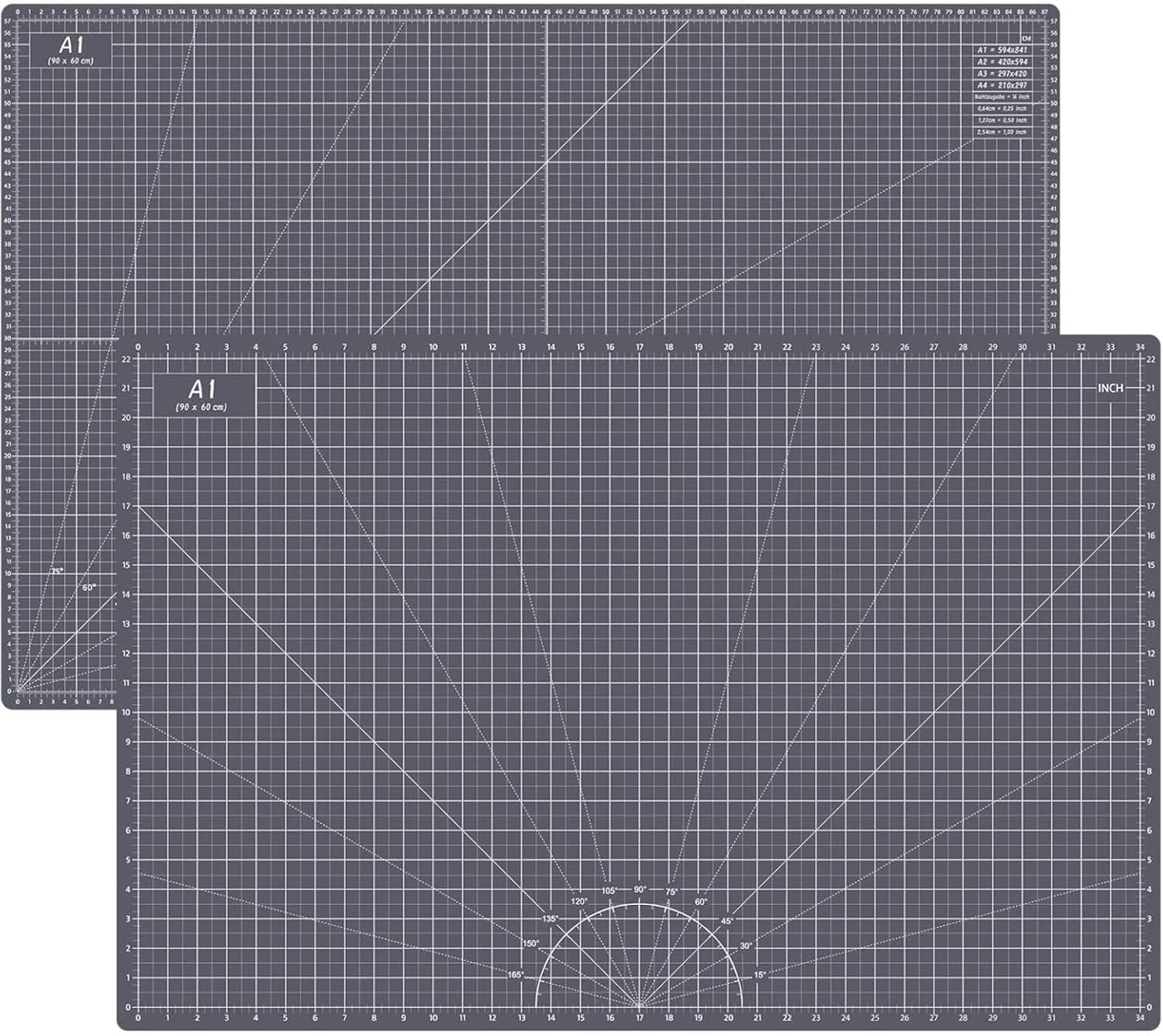Thickened 24 x 36 Inch Self Healing Cutting Mat, Durable A1 Double Sided 5-Layer Craft Cutting Board for Fabric, Quilting, Sewing, Hobby, Scrapbooking, Arts and Crafts Project, Dark Gray