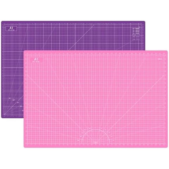 Thickened 24 x 36 Inch Self Healing Sewing Cutting Mat, A1 Rotary Cutting Sewing Mat for Crafts, Double Sided 5-Ply Table Cutting Board for Fabric Quilting Leather Hobby, (Pink/Purple)