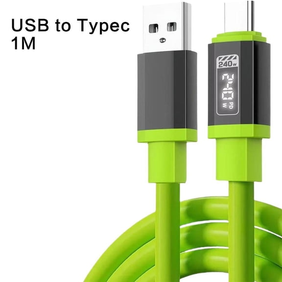 Thickened 240W Liquid Silicone Rubber Mobile Phone Data Cable USB C Cable, 240W 4.92FT 6A Fast Charging USB C Charger