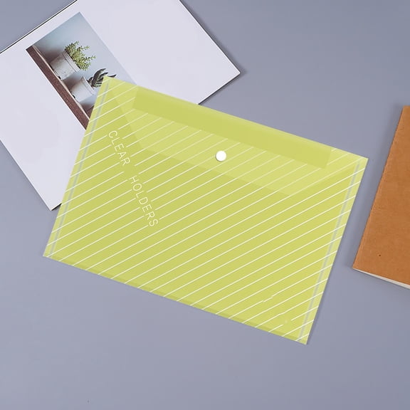Thickened A4 Transparent Document Bag Waterproof Buckle File Pouch Label Plastic Archive Envelope for Office School Storage - Holds 200 Sheets, Heat Sealed, Snap Closure