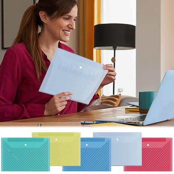 Thickened A4 Transparent Document Bag, Waterproof Plastic Buckle Archive Pouch, Labeled File Data Organizer for Office, School, or Home (Medium Thickness, 16 Pack) Stylish Finds for Less