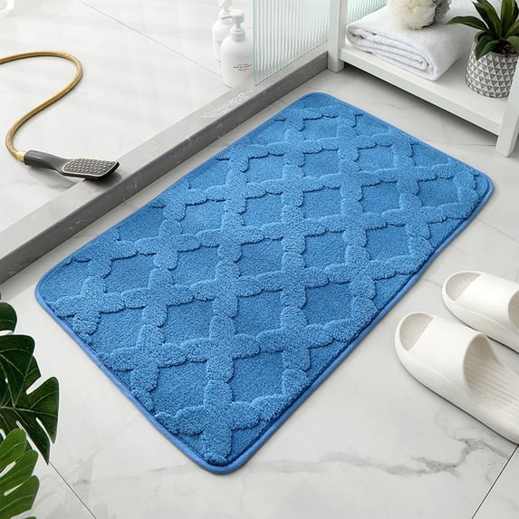 Thickened Absorbent Bathroom Floor Mat Non Slip Polyester Plush Soft Rug for Restroom Bedroom Entry Door Kitchen Sink Vanity Toilet Bath Shower Area Home Indoor Decor