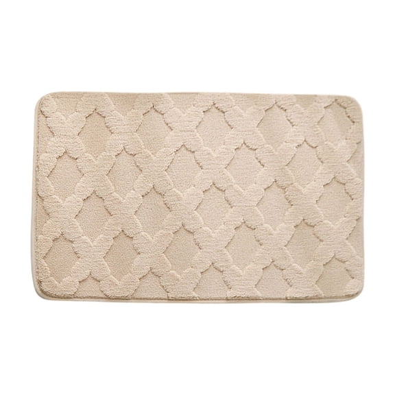Thickened Absorbent Bathroom Mats - 23.62x15.75in Non-Slip Polyester Floor Carpet for Restroom/Bedroom, Machine Washable Door Mat (Beige, 0.45lb)​