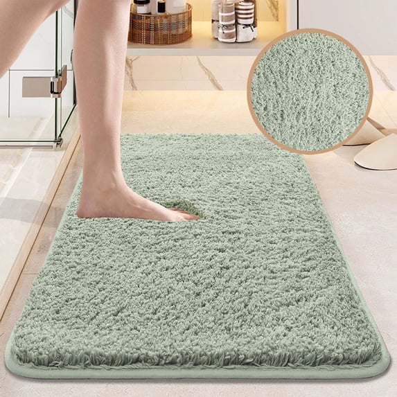 Thickened Absorbent Bathroom Rug Mat | Non-Slip Toilet & Shower Floor Carpet | Soft Plush Long Velvet | 60x40cm | Multiple Colors