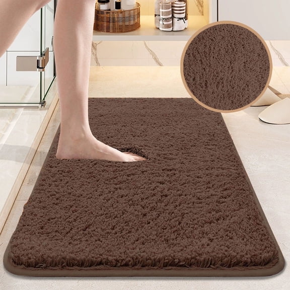 Thickened Absorbent Bathroom Rug Mat | Super Soft Plush Non-Slip Toilet Floor Carpet | 60x40cm Solid Color Door Mat for Bedroom & Bathroom | Machine Washable