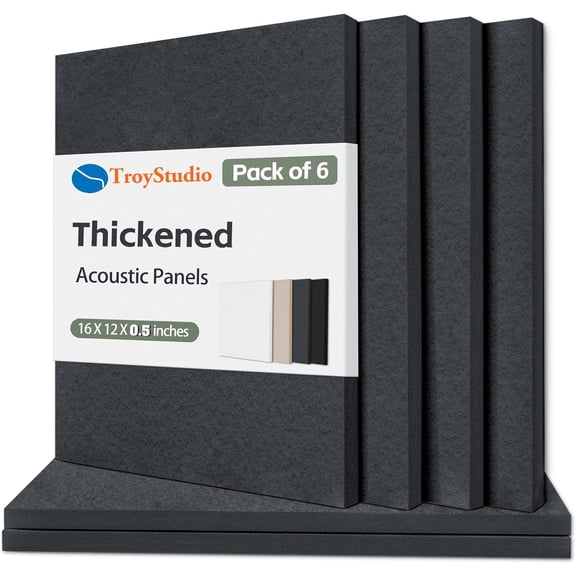 Thickened Acoustic Panels, 16 x 12 x 0.5 Inches Pack of 6 Felt Wall Decor Tiles Sound Absorbing Board, Noise Reverb Echo Dampening Soundproof Padding for Door Music Recording Home Studio