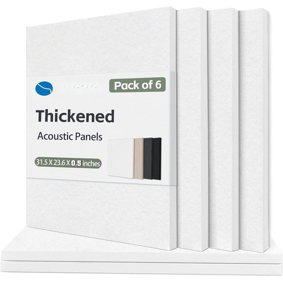 Thickened Acoustic Panels, 31.5 x 23.6 x 0.5   of 6 Felt Wall Decor Tile Sound Absorbing Board, Noise Reverb Echo Dampening Soundproof Padding for Door Music Recording  Studio