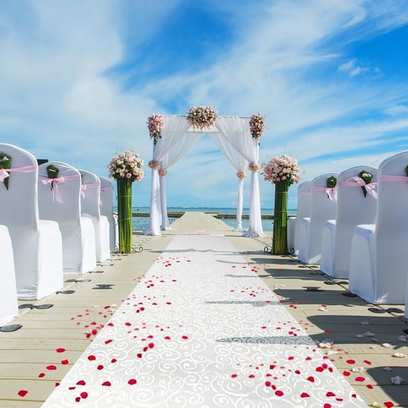 Thickened Aisle Runner for Wedding CeremonyFeet White Aisle Runner Walkway for Indoor Outdoor Wedding Church Decorations ,Halloween Parties can Also use a Carpet,50g(Vine, 3x50Feet)