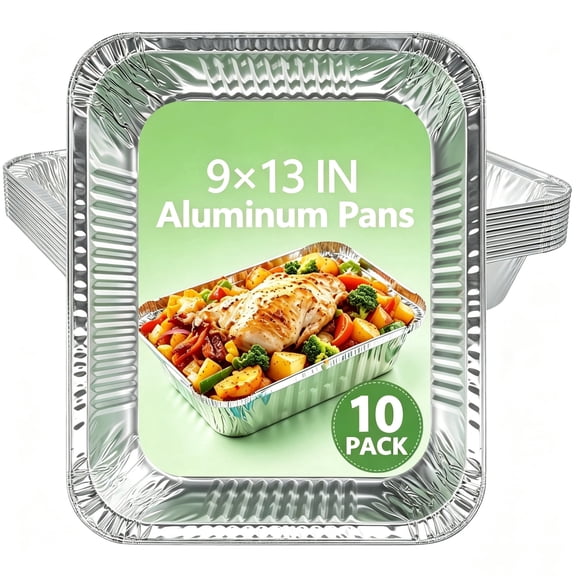Thickened Aluminum Foil Pans, Heavy Duty Disposable Trays, Half Size Tin Foil Baking Pans for Roasting, Cooking, Meal Prep
