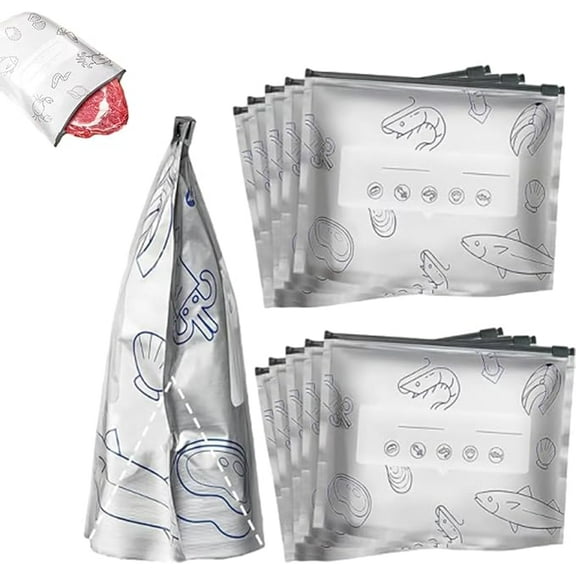 Thickened Aluminum Foil Storage Bags - Reusable Freezer Safe Zip Bags for Food, Airtess Lock for Freshness