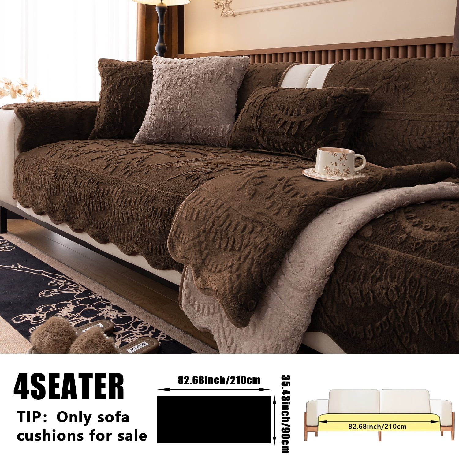 Thickened Anti-Slip Sofa Cover Scratch-Resistant & Wear-Resistant Pet-Friendly Design Soft Fabric Living Room Use Machine Washable Sofa Protector