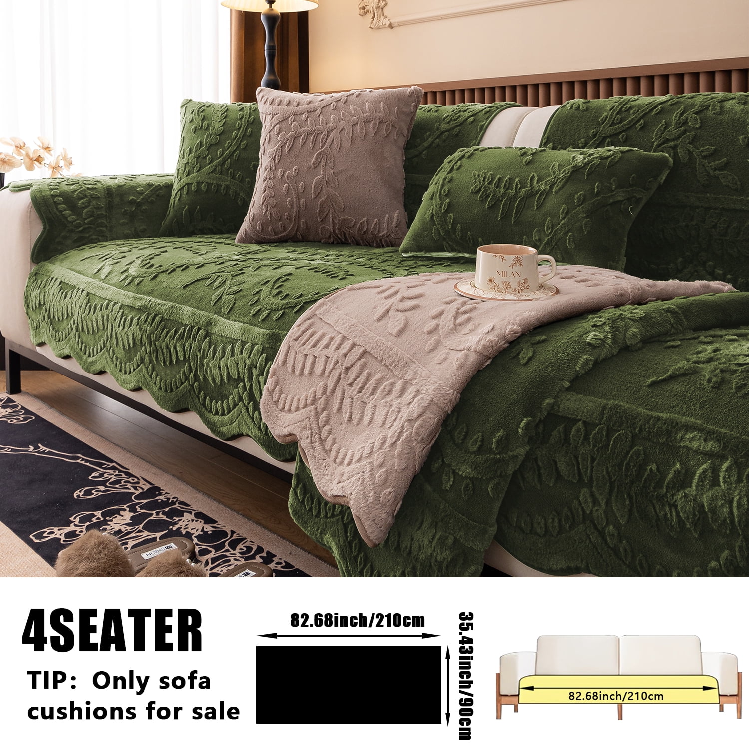 Thickened Anti-Slip Sofa Cover Scratch-Resistant & Wear-Resistant Pet-Friendly Design Soft Fabric Living Room Use Machine Washable Sofa Protector