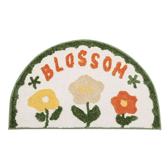 Thickened Bathroom Rugs Half Circle Bath Mat&Retro Rug Half Round Bath Rug for Bedroom Small Carpet Home Decor Non-Slip Semi Round Shower Rug