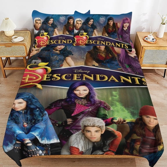 Thickened Bed Three Piece Set, Descendants Printed Soft Bedding Set With Pillow Shams 86"x70"