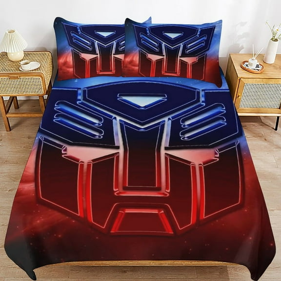 Thickened Bed Three Piece Set, TransformersPrinted Soft Bedding Set With Pillow Shams 102"x90"