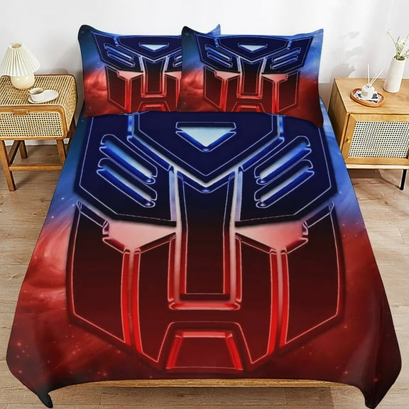 Thickened Bed Three Piece Set, TransformersPrinted Soft Bedding Set With Pillow Shams 79"x90"