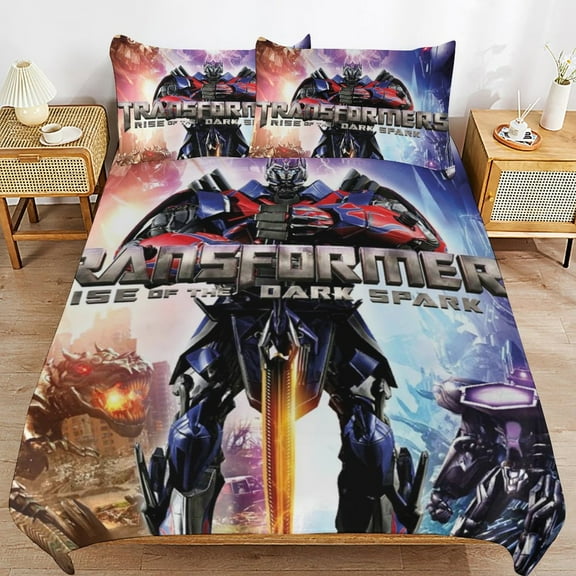 Thickened Bed Three Piece Set, TransformersPrinted Soft Bedding Set With Pillow Shams 90"x90"