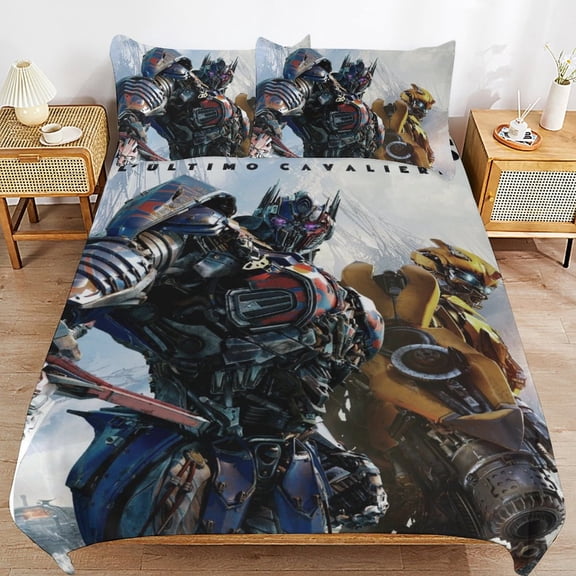 Thickened Bed Three Piece Set, TransformersPrinted Soft Bedding Set With Pillow Shams 90"x90"