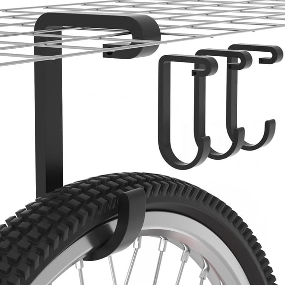 Thickened Bike Hooks for Garage Ceiling Rack: Heavy Duty Overhead Storage Rack Hook for Bicycle, Hold 50 lb, Safe Rack Bike Hanger, Metal, 4 Pack