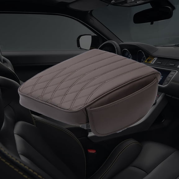 Thickened Car Armrest Cushion with Side Pockets | 13" x 6.7" Center Console Cover | Memory Foam Wrist Support & Pet Protection