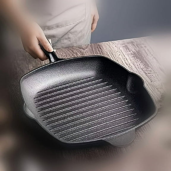 Thickened Cast Iron Pot Large Steak Frying Pan New Home Use Steak Frying Pan Fish Frying Special Pot Gas Electric Stove Universal Flat Bottom Griddle Rectangular Grill Plate