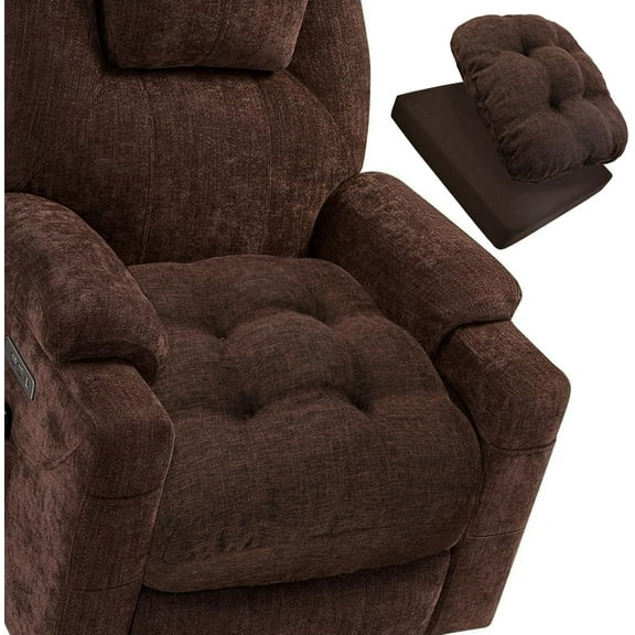 Thickened Chair Cushion for Elderly 20" x 20" x 5", 2-Tier Natural Latex Foam Support, 2-Faced Reversible Reading Recliner Chair Pad Couch Armchair Seat Cushion, Brown