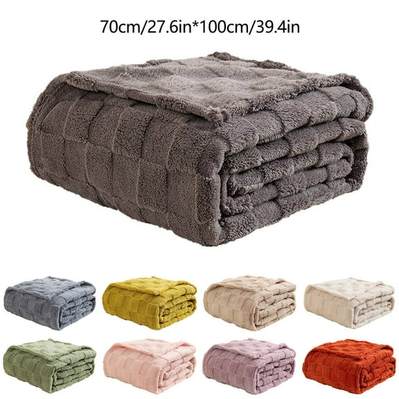 Thickened Checkerboard Blanket (70×100Cm) Hulan, Hilingoto Textured Blanket Thickened Checkerboard Blanket Checkerboard Plush Plush Sofa Blanket Nap Blanket Home High Appearance Blanket