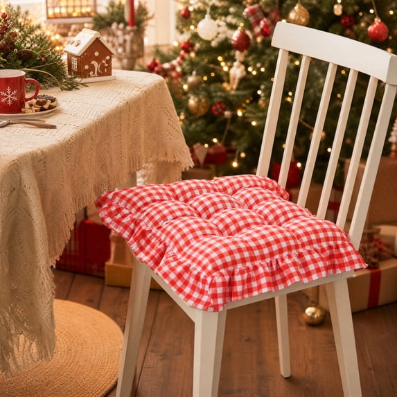 Thickened Christmas Red Seat and Back Support Cushion, Soft Pearl Fluff ...