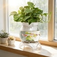 thumbnail image 1 of Thickened Clear Plastic Hydroponic Plant Vase, Transparent Desktop Fish Tank Planter for Home Office Living Room Decor, 18.3x16.8cm, 1 of 6