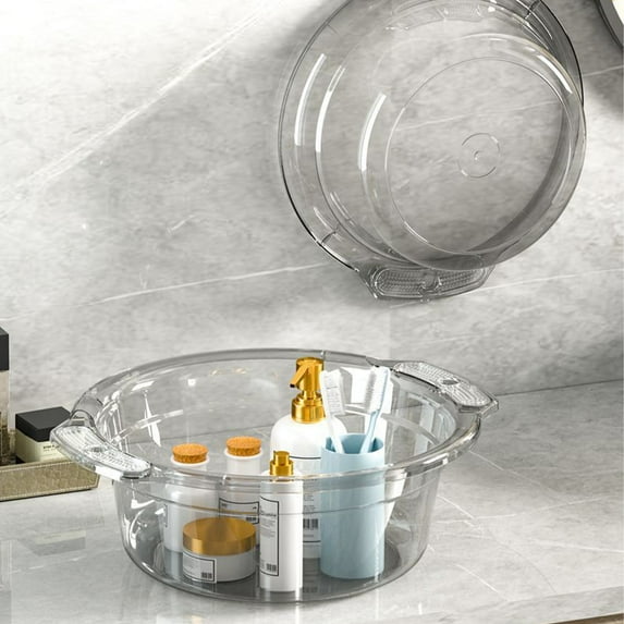 Thickened Clear Plastic Wash Basin Large Capacity Multipurpose Tub for Laundry Bathroom and Household Use with Construction and Lightweight