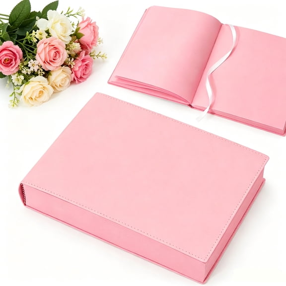 Thickened Color Brick Notebook A5 360 Hardcover Journal with PU Leather Cover Solid Color Pages Thick Paper Ribbon Bookmark Cute Diary Planner for Notes School Office Study Travel Gift(Pink)
