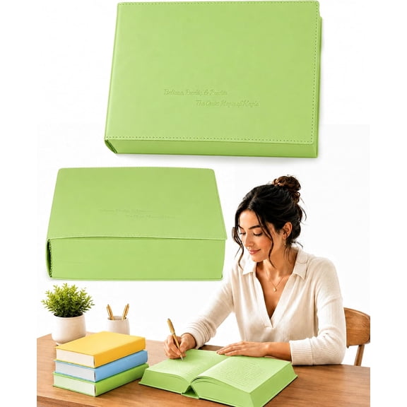 Thickened Color Brick Notebook, A5 Super Thick Hardcover Journal, 720 Pages Color Brick Book, 80GSM Bleedproof Paper Thick Journal, Soft PU Leather Notebook for Notes, Lists (Green)