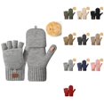 thumbnail image 1 of Thickened Convertible Fingerless Gloves for Women & Men – Winter Knit Mittens with Thumb Cap, Thermal Half & Full Coverage for Cold Weather Warmth, 1 of 9