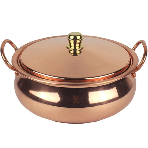 Thickened Copper Hot Pot with Lid, Non-Stick Soup, Shabu-Shabu Pot for Family Gatherings & Friends Dinners, Compatible with Gas, Induction & Electric Stoves