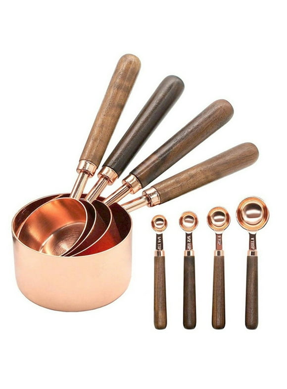 Thickened Copper-plated Measuring Cup Set of 4/8 ,Cooking & Baking Measuring Cups Kit ,Liquid & Dry Ingredients ,Decorative Quality Kitchen Tool