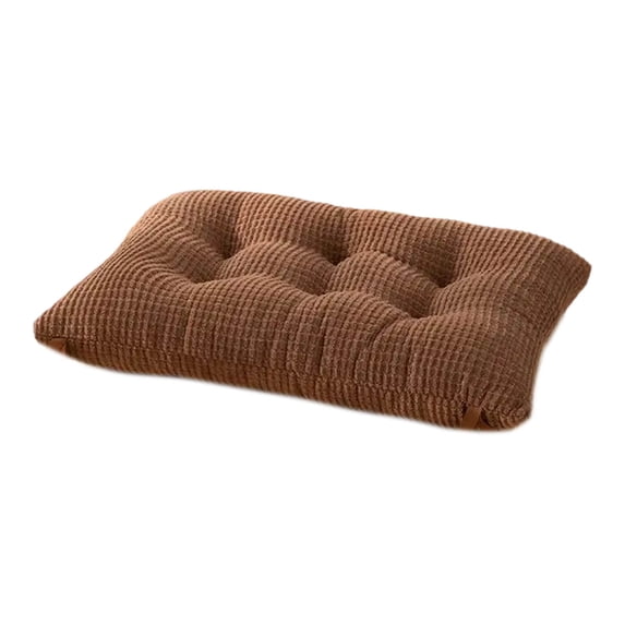 Thickened Corn Velvet Rectangular Seat Cushion with Strap, Insulated Student Office Classroom Chair Cushion