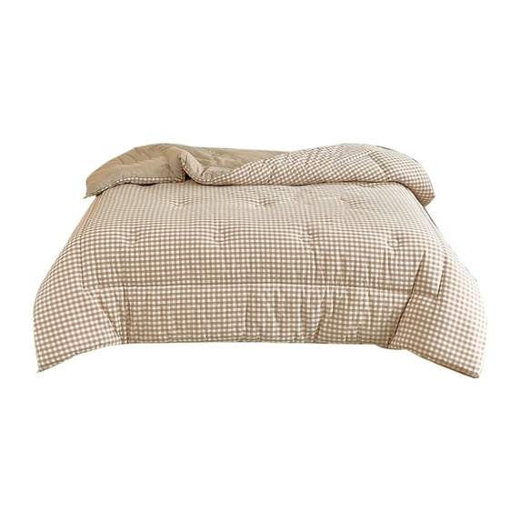 Thickened Cotton Quilt for Spring & Fall - 59x78in Warm Seasons Bedding with Soft Core, Easy-Care Heavyweight Comforter (Khaki)