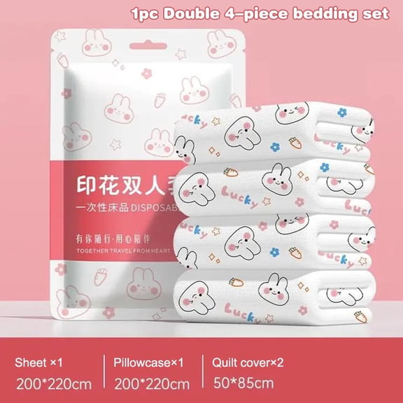 Thickened Disposable Bedding Set, 3/4 Piece Travel Sheets with Duvet Cover and Pillowcase