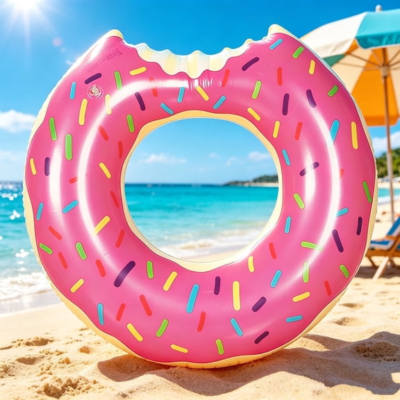 Thickened Donut Shape Inflatable Swim Float Ring, Bite Style Underarm Water Tube for Teens Adults Youngster, Durable Water Floating Gear for Pool Lakes Beach Outdoor Summer Water Activity