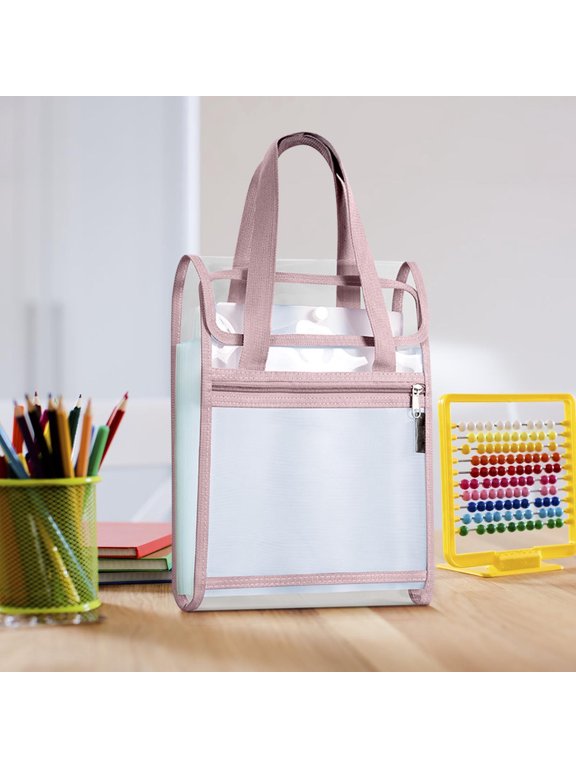 Thickened Double Layer Polyester Storage Bag, Large Capacity Mesh Handheld Tote Bag, Snap Closure Wear Resistant Textbook Organizer Pouch For Daily Household & Outdoor Item Arrangement