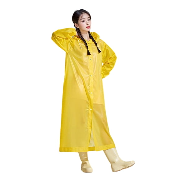 Thickened EVA Cape Raincoat Poncho for Adults Portable Hooded Rain Jacket for Hiking Cycling Commuting Yellow One Size