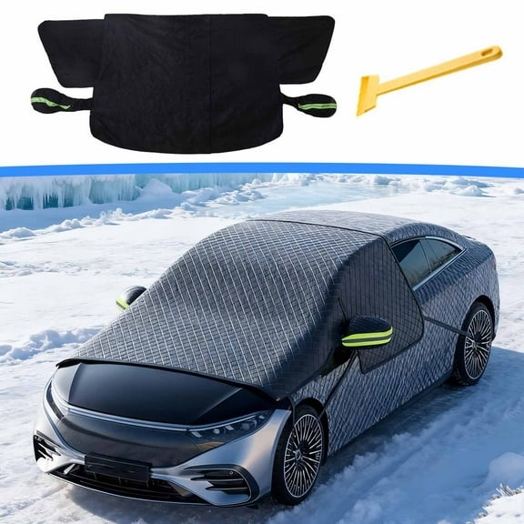Thickened & Elongated Windshield Snow Cover for New Energy Vehicles - Anti-Snow/Anti-Freeze Winter Car Shield, Reliable Protection for EV Windshields During Cold Weather