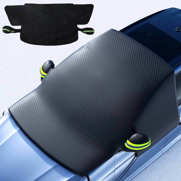 Thickened Elongated Windshield Snow Cover with Shovel - for Electric Vehicles, Waterproof Sunshade & Anti-Freezing Snow Guard, Durable Car Cover to Prevent Freezing & Sun Damage, 119.69in/304cm, B