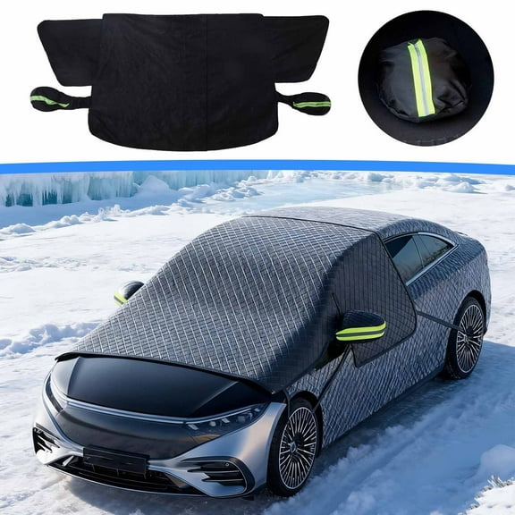 Thickened & Extended Car Snow Cover | Front Windshield Snow Guard & Winter Sunshade | Prevents Freezing & Snow Buildup | Universal Fit for Many Vehicles | 1-Piece Set